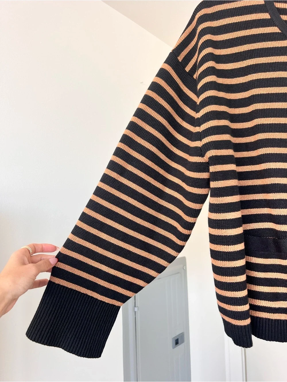 J.Crew Emilie Sweater Lady Jacket Black & Brown Stripes Size 2XL